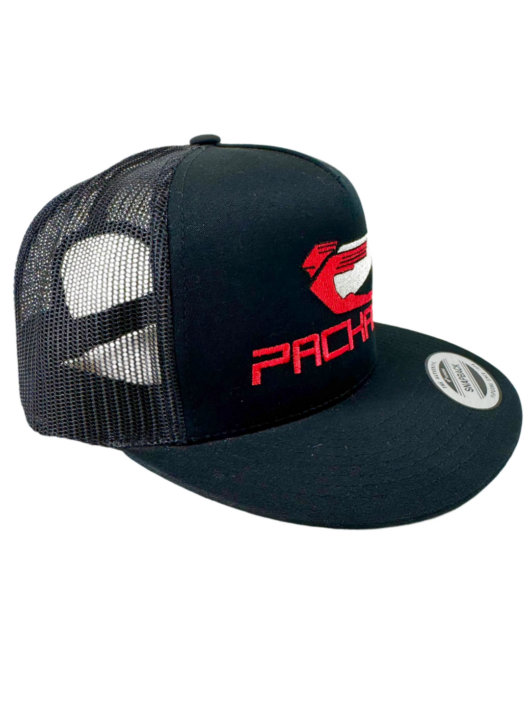 Embroidered Trucker Hat Flat Brim Red Logo