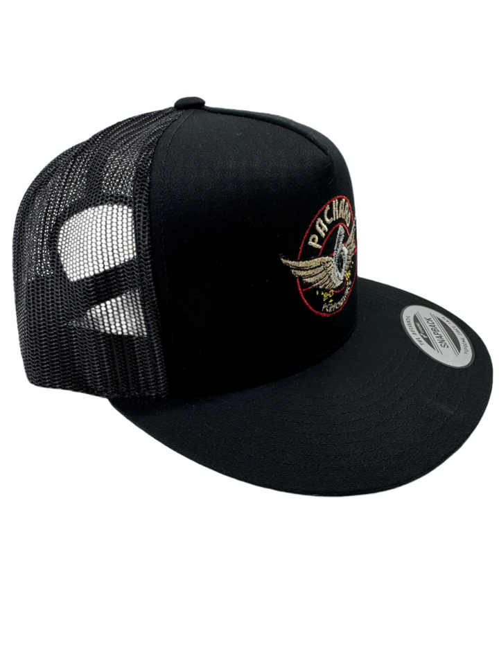 Embroidered Trucker Hat Flat Brim "Old School" Logo