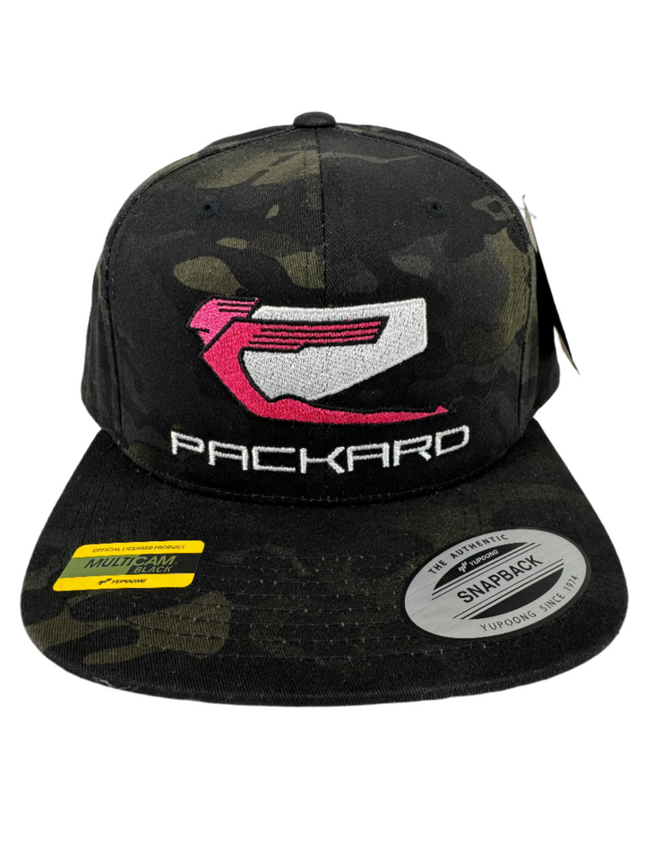 Embroidered SnapBack Flat Brim Pink/White Logo