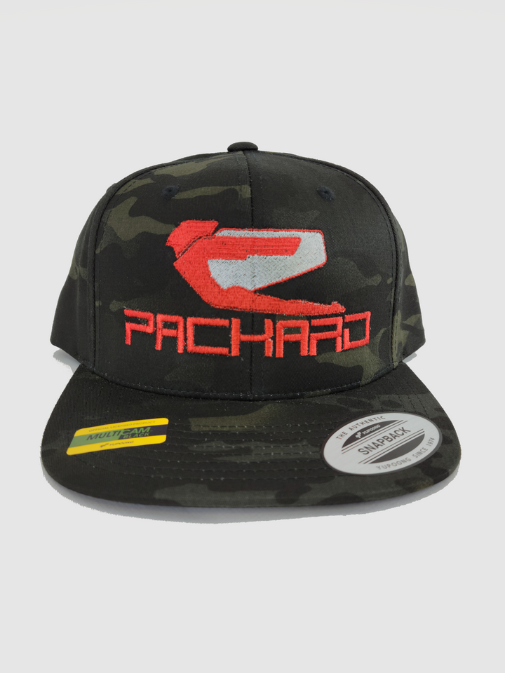 Embroidered SnapBack Flat Brim Red/Gray Logo