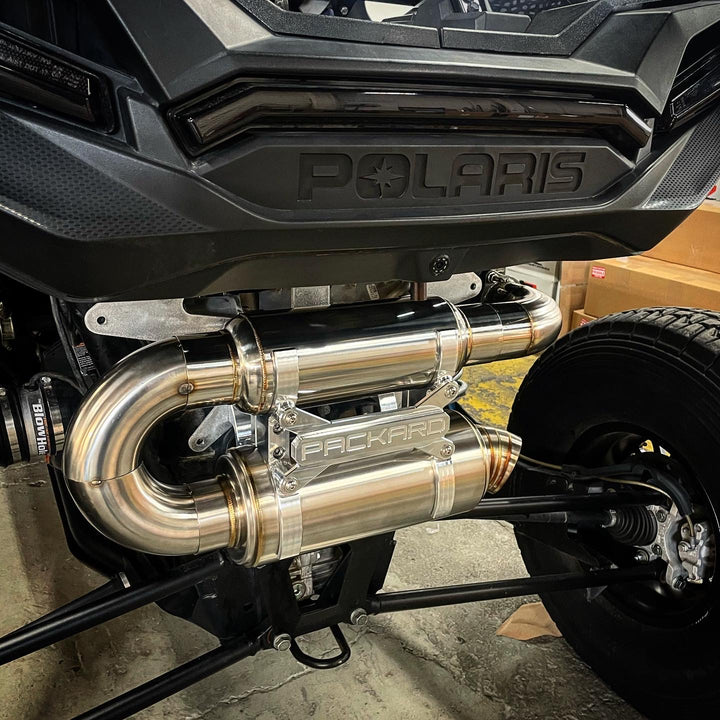 Escape deslizante Packard Performance de 3" (silenciador doble) para Polaris RZR Turbo y Turbo S 