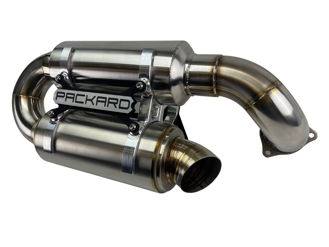 Escape deslizante Packard Performance de 3" (silenciador doble) para Polaris RZR Turbo R y RZR Pro XP 