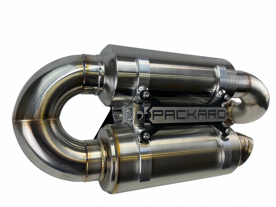 Escape deslizante Packard Performance de 3" (silenciador doble) para Polaris RZR Turbo R y RZR Pro XP 